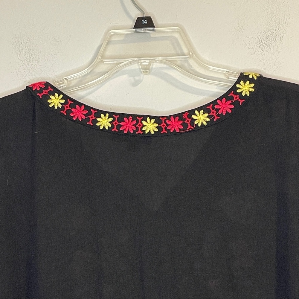 ODDY Embroidered Floral Tunic Black Top 2XL - Picture 3 of 6